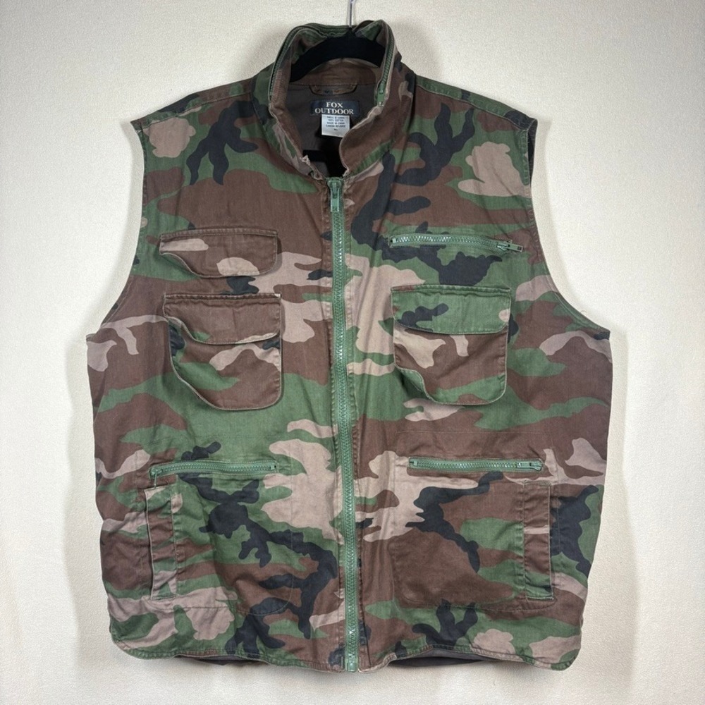 Fox Outdoor Mens Camo Tactical Utility Vest Woodland Camouflage XL Cotton